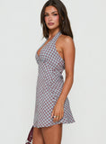 Nellie Halter Mini Dress Blue Check