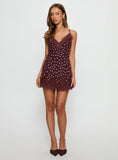 Call My Lover Lace Slip Mini Dress Brown Polka Tall