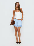 Orlynn Satin Lace Trim Mini Skirt Blue