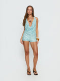 Views Of Capri Plunge Neck Top Blue