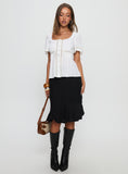 Indianah Pleat Lace Panel Blouse Top White