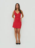 Kasiana V Neck Crossover Mini Dress Red