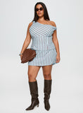 Gulliver Tie Side Mini Skort Blue / Maroon Stripe Curve