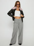 Brittanni Fluffy Collar Jacket Brown / Pink