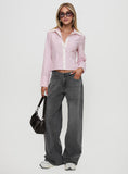 Ramos Low Rise Wide Leg Denim Jeans Grey Wash
