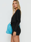 Rivver Long Sleeve Plunge Mini Dress Black