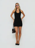 Baseline Rib Halter Mini Dress Black