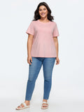 Cotton Lace Split Back Plain T-Shirt