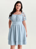 Sheer Lace Sleeve Open Back Mini Dress