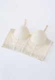 Solid Color Underwire Bustier Crop Top in Cream