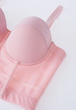 Solid Color Underwire Bustier Crop Top in Pink