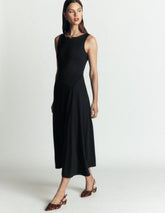 Asymetric Ponte Midi Dress - Black