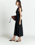 Asymetric Ponte Midi Dress - Black