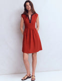 May Embroidered Short Dress - Burnt Orange