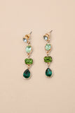 Green Ombre Drop Earrings - Green Rhinestone Earrings