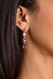 Purple Rhinestone Earrings - Drop Earrings - Colorful Earrings