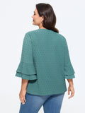 Textured Layered Flare Sleeve Blouse