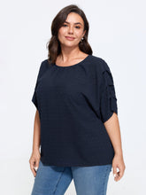 Textured Dot Ruffle Sleeve Loose Blouse