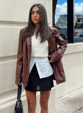 Morrison Faux Leather Blazer Brown