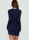 Madelon Long Sleeve Wrap Mini Dress Navy