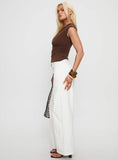 Taji Mid Rise Wide Leg Jeans White