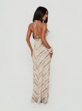 Esmira Halter Maxi Dress Cream Stripe