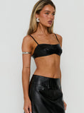 Evah Faux Leather Micro Crop Top Black