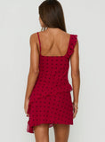 Our Love Frill Detail Mini Dress Red Polka Dot