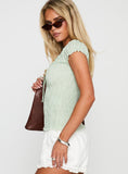 Coast To Coast Shirred Top Sage Check