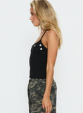 Lysandra Button Halter Top Black