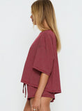 Sugar Surge Off Shoulder Sleep Top Cherry Stripe