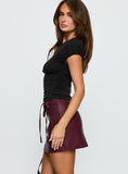 Moneyshot Faux Leather Mini Skirt Wine