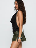 Full Throttle Pleated Mini Skirt Army Green