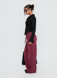 Boxie Mid Rise Wide Leg Jeans Washed Burgundy