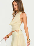 Evaleine Chiffon Cowl Neck Top Baby Yellow