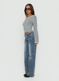 Ellanor Low Rise Ringspun Straight Leg Jean Mid Blue Wash