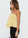 Peachy Keen Frill Cami Top Yellow Polka Dot