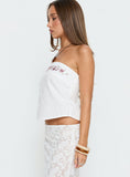 Ahera Floral Detail Strapless Top White
