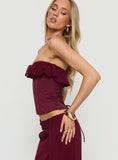 Holliann Strapless Frill Corset Top Wine