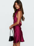 A-list Halter Cowl Neck Mini Dress Plum