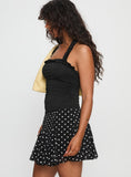 Godet Mini Skirt Black / White Polka