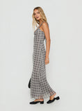Baley Bias Cut Frill Maxi Dress Grey / White Check