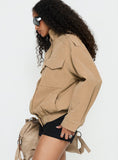 Double Life Funnel Neck Cargo Jacket Beige Petite