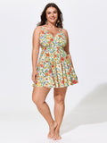 Floral Print Pockets Sleeveless Swim Dress