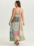 Collage Patchwork Print Cami Maxi Dress