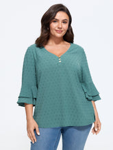 Textured Layered Flare Sleeve Blouse
