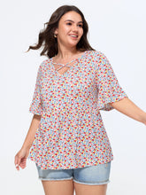 Supersoft Stretchy Floral Print Cut-Out Jersey Top