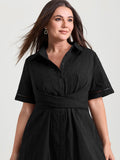 Pure Cotton Textured Overlap Waist Midi Dress