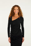 Black Flower Long Sleeves Blouse