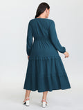 Ruffled Cinched-Waist Button Maxi Dress